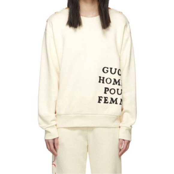 Gucci Women's Ivory Homme Pour Femme Sweatshirt oversized - Picture 2 of 11